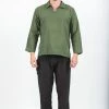 HaremPants.com Mens Yoga Shirts Collar V Neck In Olive