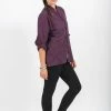 HaremPants.com Womens Yoga Shirts Chinese Collared In Purple