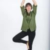 HaremPants.com Womens Yoga Shirts Chinese Collared In Olive