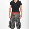 HaremPants.com Maze Prints Thai Hill Tribe Fabric Men's Harem Pants With Ankle Straps In Black