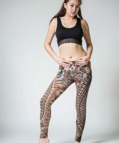 HaremPants.com Oval Swirls Tie Dye Cotton Leggings In Brown Women's