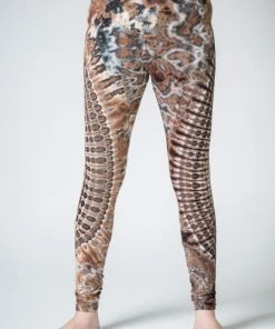 HaremPants.com Oval Swirls Tie Dye Cotton Leggings In Brown Women's