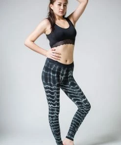 HaremPants.com Melting Stripes Tie Dye Cotton Leggings In Black