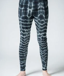 HaremPants.com Melting Stripes Tie Dye Cotton Leggings In Black