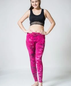 HaremPants.com Women's Marble Tie Dye Cotton Leggings In Pink