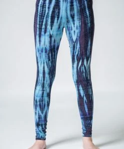 HaremPants.com Lightning Stripes Tie Dye Cotton Leggings In Indigo