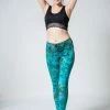 HaremPants.com Marble Tie Dye Cotton Leggings In Turquoise