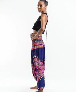 HaremPants.com Dashiki Prints Jumpsuit Harem Pants In Navy Women's