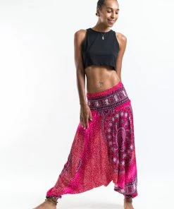 HaremPants.com Tribal Chakras Jumpsuit Harem Pants In Pink Women's