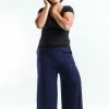 HaremPants.com Women's PLUS SIZE Wide Leg Palazzo Harem Pants Cotton Blue
