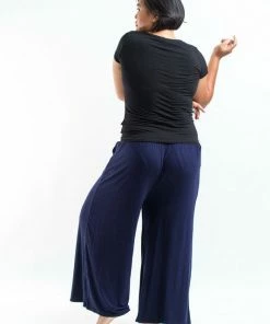 HaremPants.com Women's PLUS SIZE Wide Leg Palazzo Harem Pants Cotton Blue
