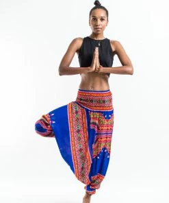 HaremPants.com Dashiki Prints Jumpsuit Harem Pants In Blue Women's