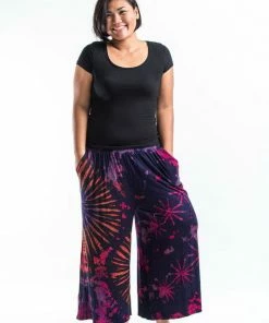 HaremPants.com PLUS SIZE Wide Leg Palazzo Harem Pants Cotton Tie Dye Purple Women's