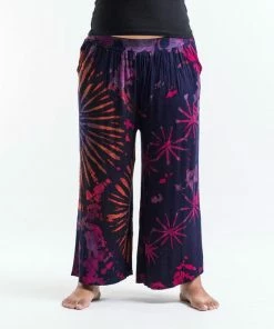 HaremPants.com PLUS SIZE Wide Leg Palazzo Harem Pants Cotton Tie Dye Purple Women's