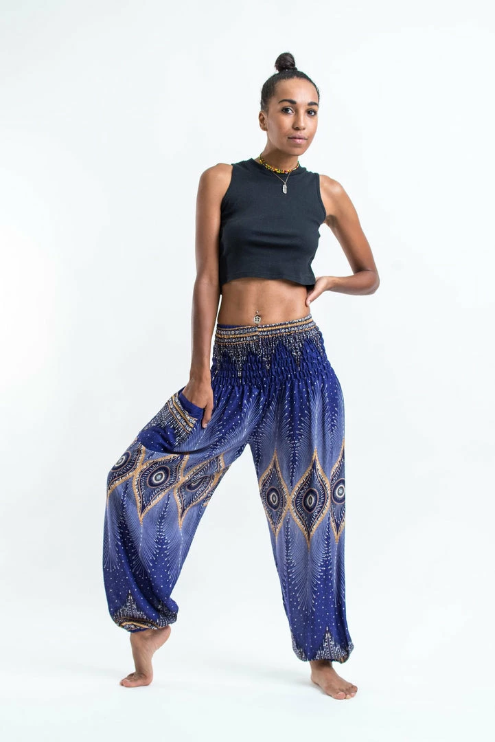 HaremPants.com Diamond Peacock Women's Harem Pants In Blue 3 HaremPants.com Diamond Peacock Women's Harem Pants In Blue