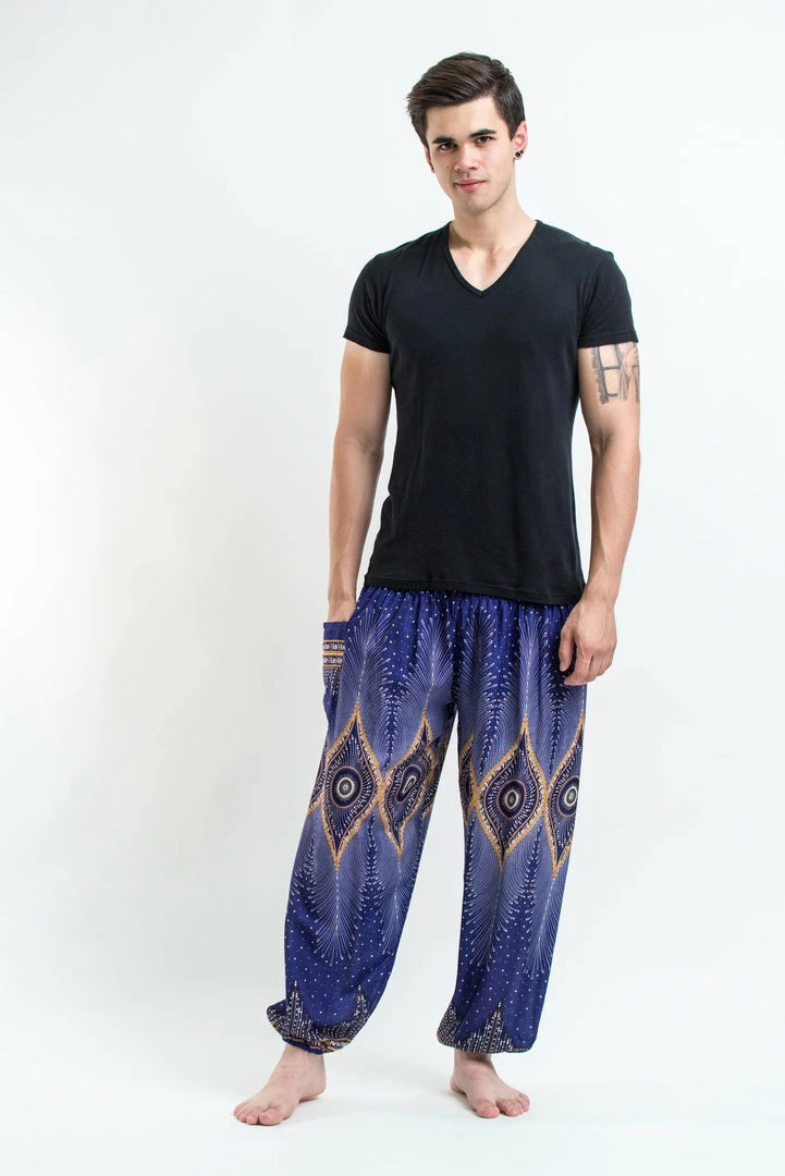 HaremPants.com Diamond Peacock Men's Harem Pants In Blue 3 HaremPants.com Diamond Peacock Men's Harem Pants In Blue