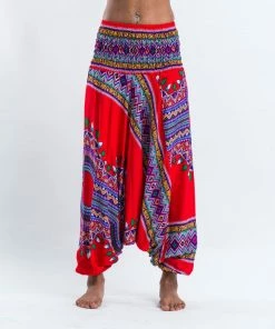 HaremPants.com Dashiki Prints Jumpsuit Harem Pants In Red