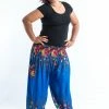 HaremPants.com Plus Size Floral Women's Harem Pants In Ocean Blue