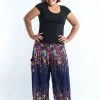 HaremPants.com Plus Size Floral Women's Harem Pants In Blue