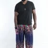 HaremPants.com Plus Size Floral Men's Harem Pants In Blue