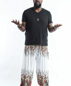 HaremPants.com Plus Size Floral Men's Harem Pants In White