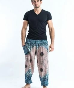 HaremPants.com Geometric Mandalas Men's Harem Pants In Silver Gray