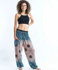 HaremPants.com Geometric Mandalas Women's Harem Pants In Silver Gray