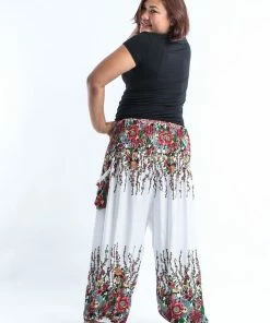 HaremPants.com Plus Size Floral Women's Harem Pants In White