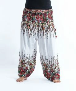HaremPants.com Plus Size Floral Women's Harem Pants In White