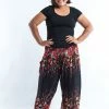 HaremPants.com Plus Size Floral Women's Harem Pants In Black