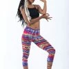 HaremPants.com Women's Melting Stripes Tie Dye Cotton Capri Leggings In Sugar Rainbow