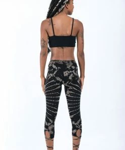 HaremPants.com Oval Swirls Tie Dye Cotton Capri Leggings In Black Women's