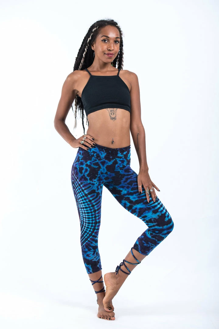 HaremPants.com Oval Swirls Tie Dye Cotton Capri Leggings In Indigo 7 HaremPants.com Oval Swirls Tie Dye Cotton Capri Leggings In Indigo