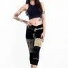 HaremPants.com Patch Dye Tie Dye Cotton Capri Leggings In Black White Women's