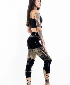 HaremPants.com Patch Dye Tie Dye Cotton Capri Leggings In Black White Women's 8 HaremPants.com Patch Dye Tie Dye Cotton Capri Leggings In Black White Women's