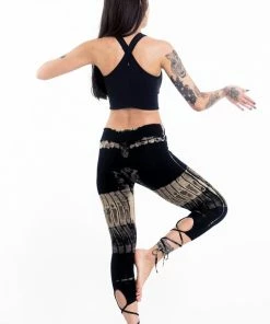 HaremPants.com Patch Dye Tie Dye Cotton Capri Leggings In Black White Women's 9 HaremPants.com Patch Dye Tie Dye Cotton Capri Leggings In Black White Women's