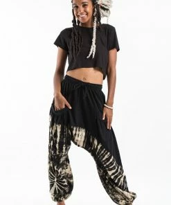 HaremPants.com Women's Tie Dye Cotton Women Harem Pants In Black