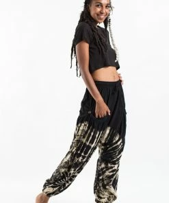 HaremPants.com Women's Tie Dye Cotton Women Harem Pants In Black