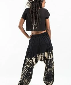 HaremPants.com Women's Tie Dye Cotton Women Harem Pants In Black