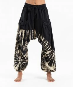 HaremPants.com Women's Tie Dye Cotton Women Harem Pants In Black