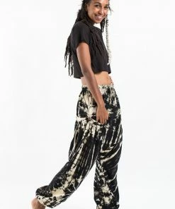 HaremPants.com Tie Dye Cotton Women Harem Pants In Black White Women's
