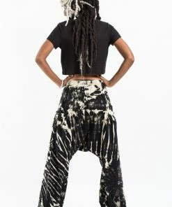 HaremPants.com Tie Dye Cotton Women Harem Pants In Black White Women's