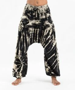 HaremPants.com Tie Dye Cotton Women Harem Pants In Black White Women's