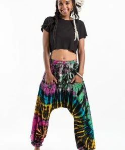 HaremPants.com Tie Dye Cotton Women Harem Pants In Festival Black