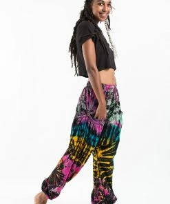 HaremPants.com Tie Dye Cotton Women Harem Pants In Festival Black