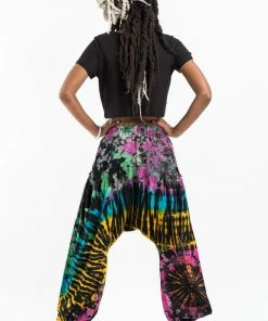 HaremPants.com Tie Dye Cotton Women Harem Pants In Festival Black