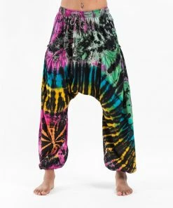HaremPants.com Tie Dye Cotton Women Harem Pants In Festival Black