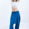 HaremPants.com Cotton Women Harem Pants In Solid Blue