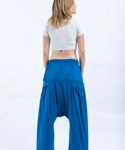 HaremPants.com Cotton Women Harem Pants In Solid Blue
