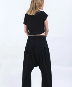 HaremPants.com Women's Cotton Women Harem Pants In Solid Black